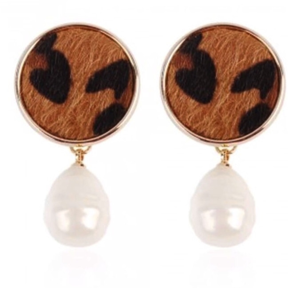 Faux Fur and Pearl Earrings